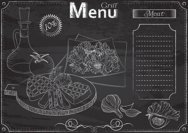 Grill menu chalk - Вектор,изображение