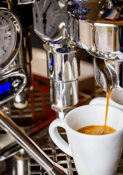Coffee machine, percolator, close-up view. Bar background. - Photo, Image