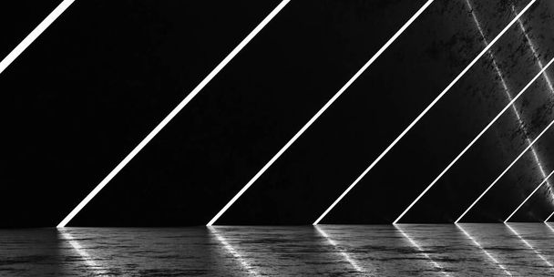 abstract donker zwart futuristisch design architectuur gebouw interieur 3d weergave illustratie - Foto, afbeelding