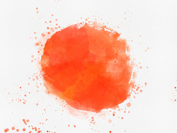 抽象オレンジ水彩背景。水色のスプラッシュ、白い背景に隔離されたイラスト。招待状、カード、ポスターの水彩画の背景。テクスチャ、抽象的な背景、色のしぶき - 写真・画像