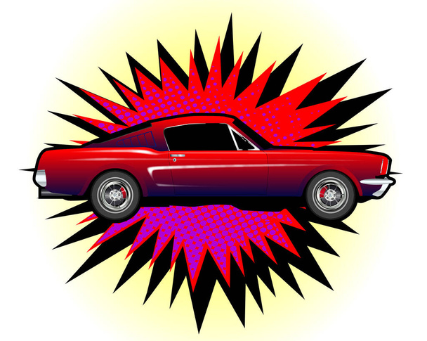 Un motif explosif de voiture de style dessin animé sur un fond blanc - Vecteur, image