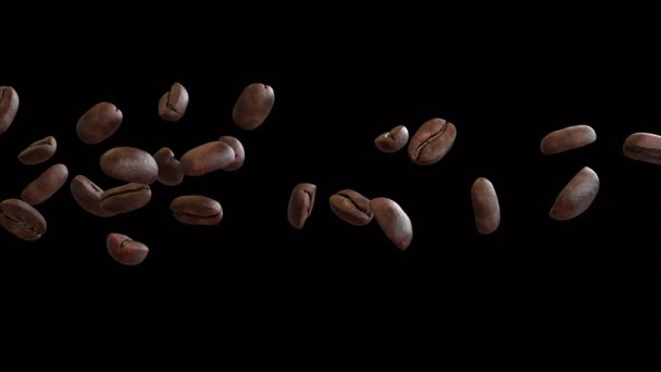 3D-Animation eines Kaffeebohnenflusses mit Alpha-Schicht - Filmmaterial, Video