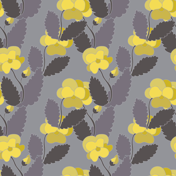 Elegant seamless pattern with pansy flowers, design elements. Floral  pattern for invitations, cards, print, gift wrap, manufacturing, textile, fabric, wallpapers. 2021 color trends - Διάνυσμα, εικόνα