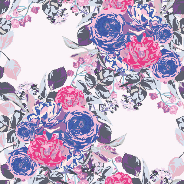 Elegant seamless pattern with rose flowers, design elements. Floral  pattern for invitations, cards, print, gift wrap, manufacturing, textile, fabric, wallpapers - Vektör, Görsel