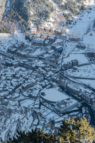 Cityscape of Canillo in Andorra in winter with lots of snow. - Photo, Image