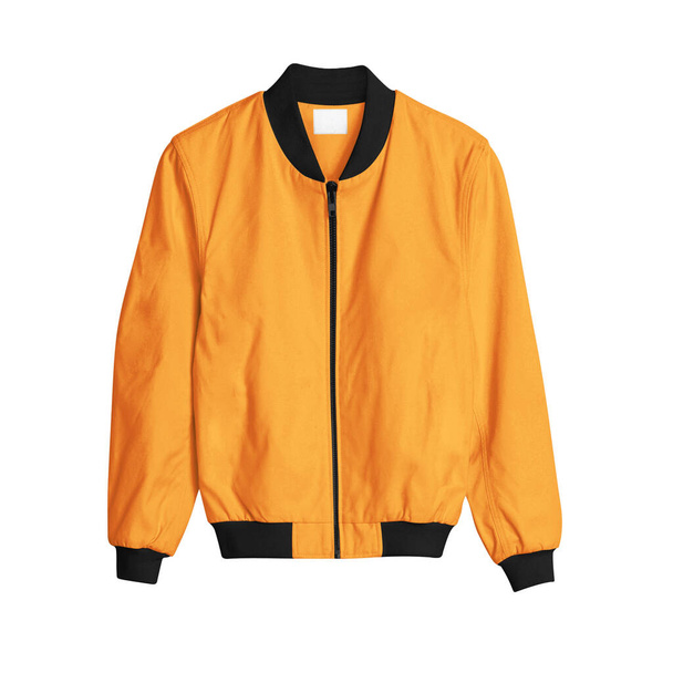 Una chaqueta de bombardero con vista frontal Mockup en color de rizo de zanahoria, para crear una plantilla de sudadera con capucha hermosa y creíble - Foto, Imagen