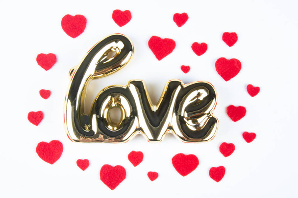 Aşk metni, Sevgililer Günü konseptli altın harfler.. - Fotoğraf, Görsel