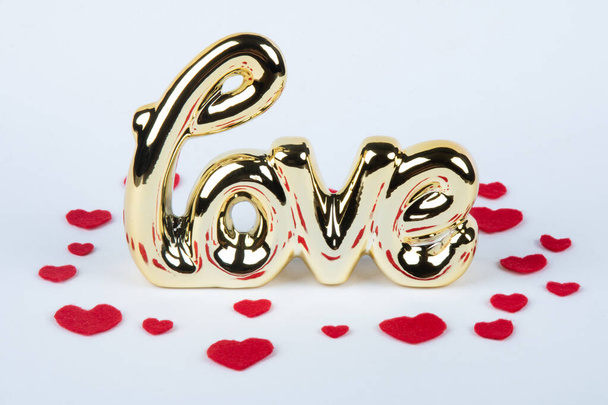 Love text, golden letters with Valentine's day concept. - Fotó, kép