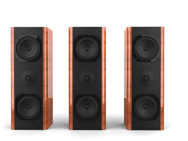 Három modern, nagy hangszóró fa oldali panelekkel - Fotó, kép