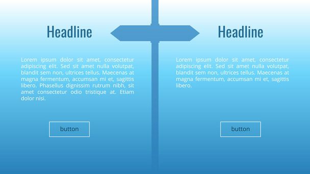 Vector web banner, silhouette of a signpost, with place for text to post various information and the need to make a choice. Design template for websites, banners, prints. Copyspace. - Vektori, kuva