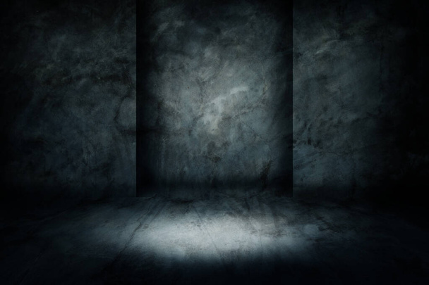 Abstract image of Studio dark room concrete floor grunge texture background with lighting effect. - Photo, Image