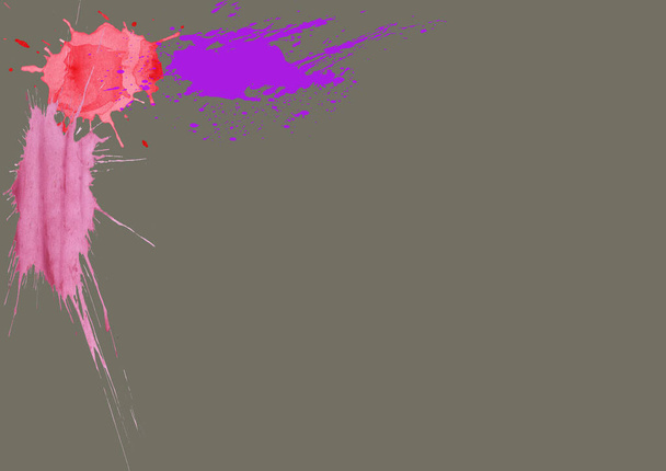 różowy i fioletowy plama farby na Ultimate Gray tle. - Zdjęcie, obraz