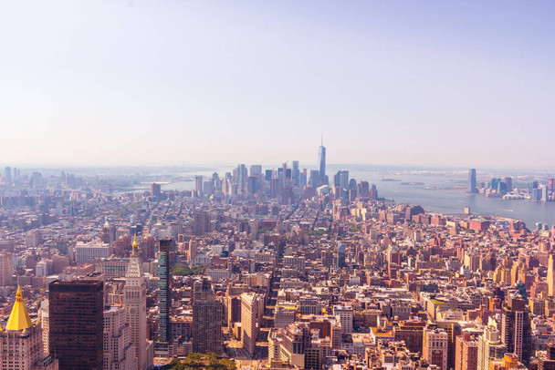 Manhattan air view, travel background - Foto, Imagem