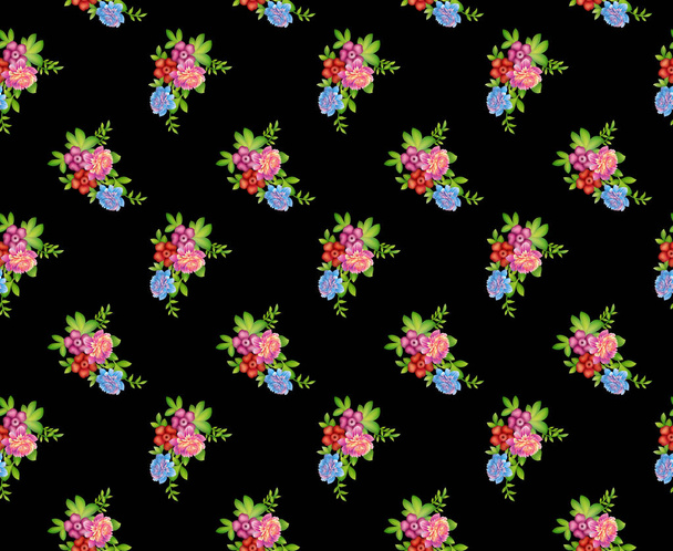 seamless colorful floral pattern on black background - Foto, Imagem