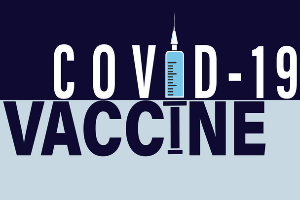  Covid-19 aşı logosunun tasarımı. Matbaanın vektör tasarımı. Birleşmiş bir arka planda izole logo tasarımı. Koronavirüsün tedavisi.. - Vektör, Görsel