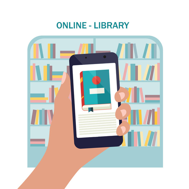 Online library app for reading, banner - ベクター画像