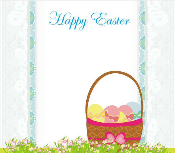 happy easter border with eggs - card - ベクター画像