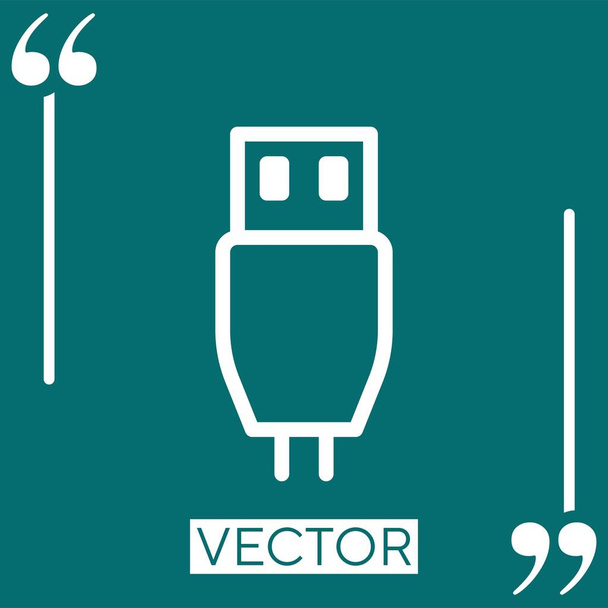 icône vectorielle de câble USB icône linéaire. Ligne de course modifiable - Vecteur, image