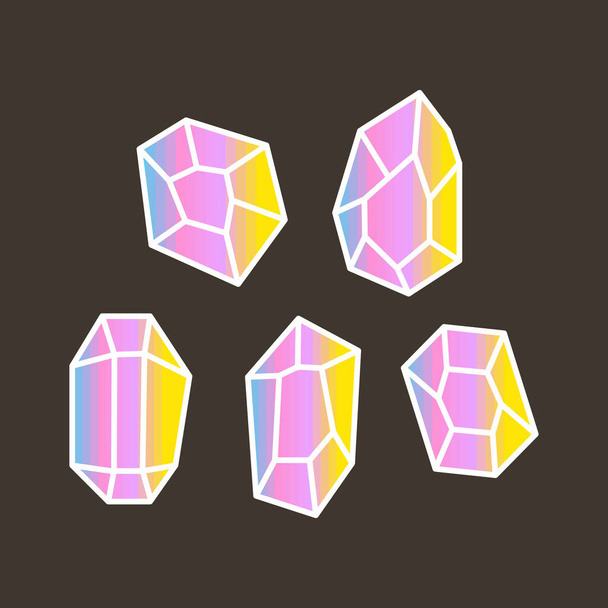 Conjunto de coloridas gemas de energía mágica piedras preciosas. Elementos de diseño del juego vectorial - Vector, imagen