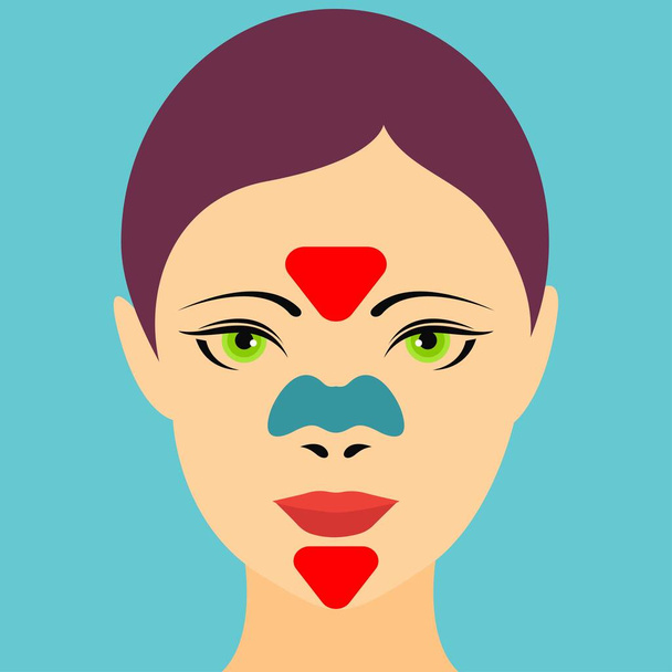Głowa kobiety z zaskórniakami na twarzy - Wektor, obraz