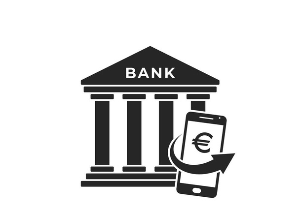 icône de la banque mobile. téléphone portable avec signe euro. argent mobile, la finance et le symbole bancaire dans un style simple - Vecteur, image