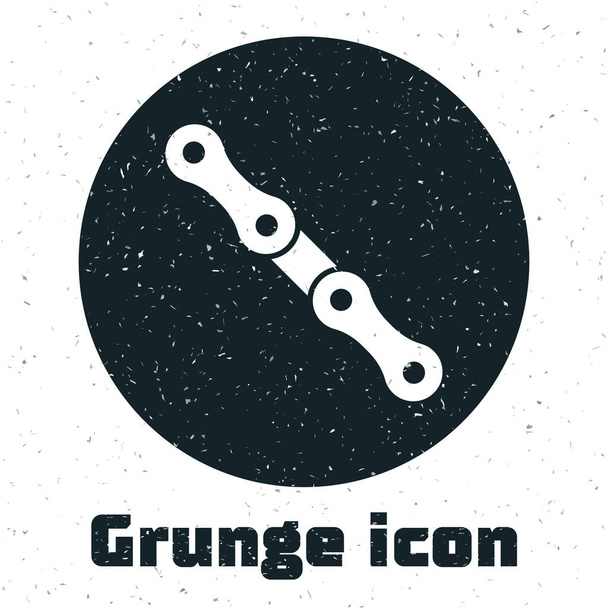 Grunge Autólánc ikon elszigetelt fehér háttérrel. Monokróm vintage rajz. Vektor. - Vektor, kép