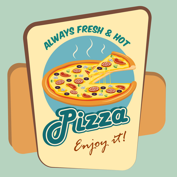 Pizza round advertising poster - Vector, afbeelding