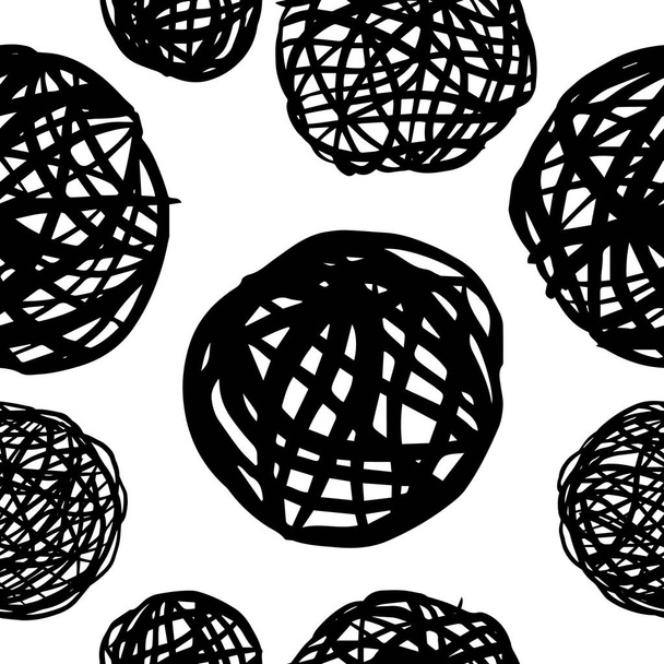 Abstract Seamless Pattern. Black and white tangled clew. Vector Illustration. EPS 10 - Vector, Image