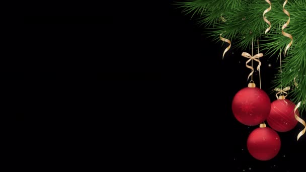 アルファチャンネル、ループアニメーション、モーショングラフィックス上の赤い休日の装飾が施されたクリスマスフレーム - 映像、動画
