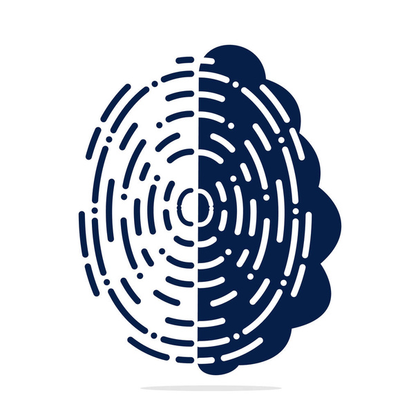 Εικονίδιο Vector Logo με εγκέφαλο και δακτυλικό αποτύπωμα. Ψηφιακός εγκέφαλος συν σχέδιο διανυσματικού προτύπου δακτυλικών αποτυπωμάτων. - Διάνυσμα, εικόνα