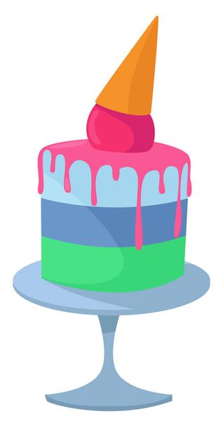 Синій торт на день народження, ілюстрація, вектор на білому тлі
. - Вектор, зображення