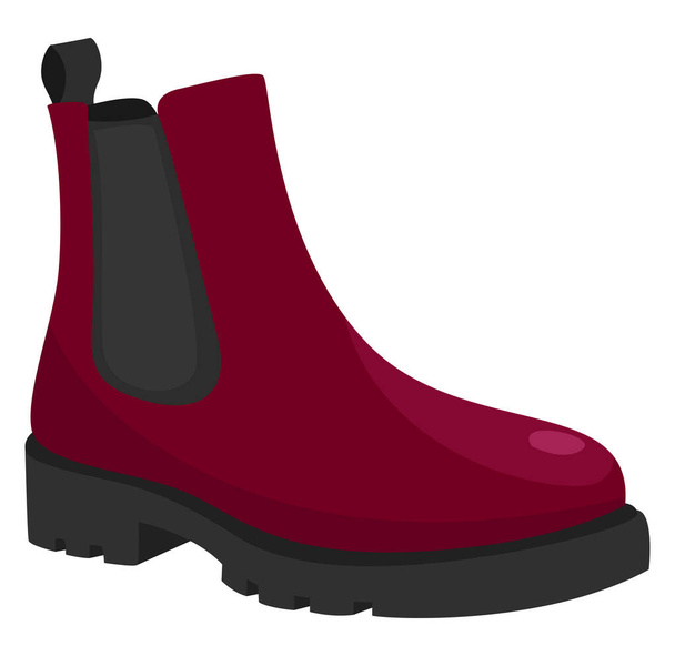 Red boots, illustration, vector on a white background. - Vector, imagen