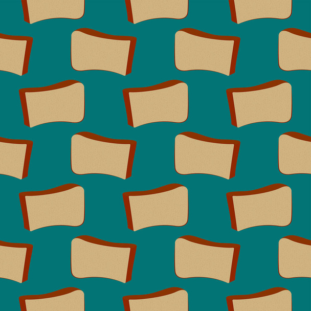 Frisches Brot, nahtloses Muster auf mintgrünem Hintergrund. - Vektor, Bild