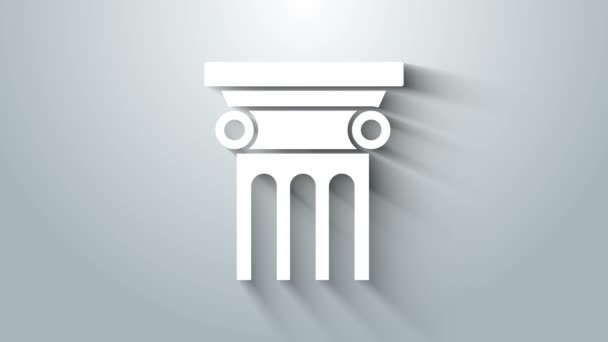 Ikona filaru prawa białego odizolowana na szarym tle. 4K Animacja graficzna ruchu wideo - Materiał filmowy, wideo