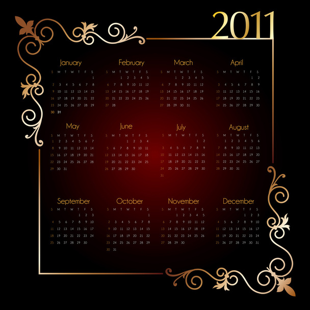 Vintage calendar for 2011 - Διάνυσμα, εικόνα