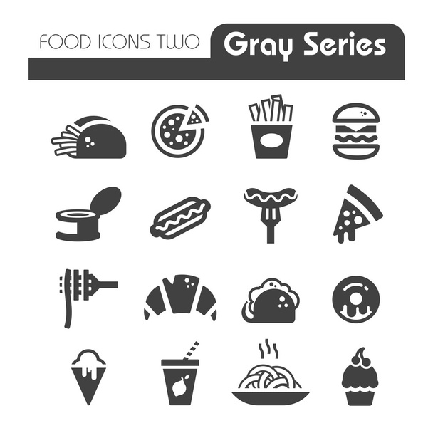 série šedé ikony rychlého občerstvení - Vektor, obrázek