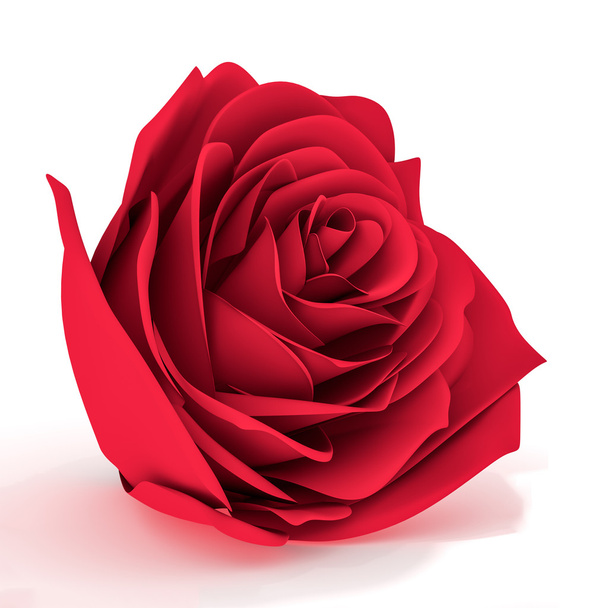 Rosa roja tridimensional sobre fondo blanco
 - Foto, imagen