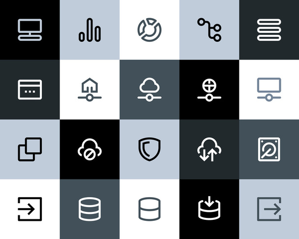 Hosting and wireless network icons. Flat - Vector, Image