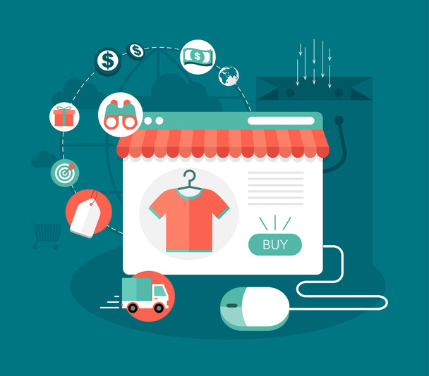 Online alışveriş konsept illüstrasyon - Vektör, Görsel