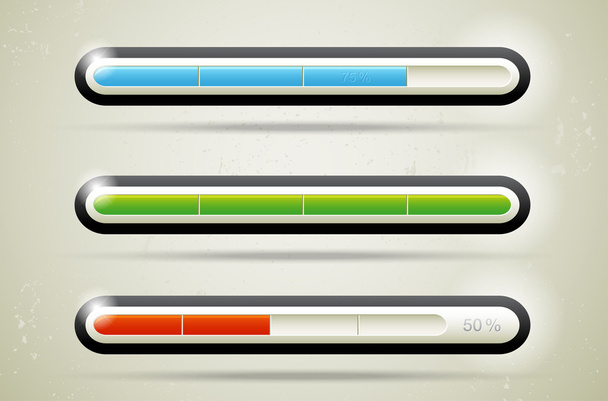 Three modern glossy loading bars - Vecteur, image