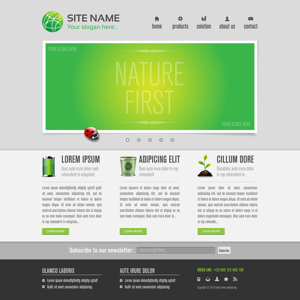 Green eco website template - Vector, Image