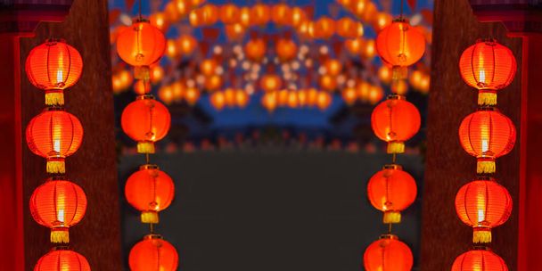 Linternas chinas de año nuevo en el área de la ciudad de China. - Foto, imagen