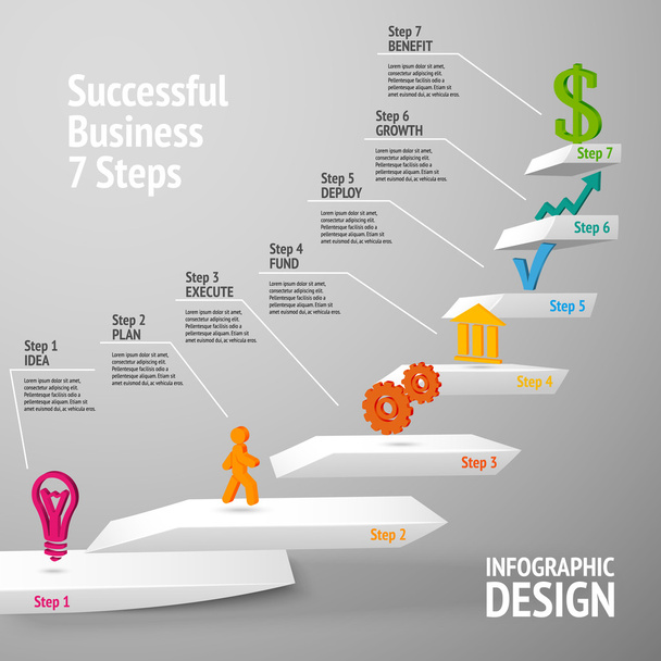 Exitosa infografía de escaleras de negocios
 - Vector, imagen
