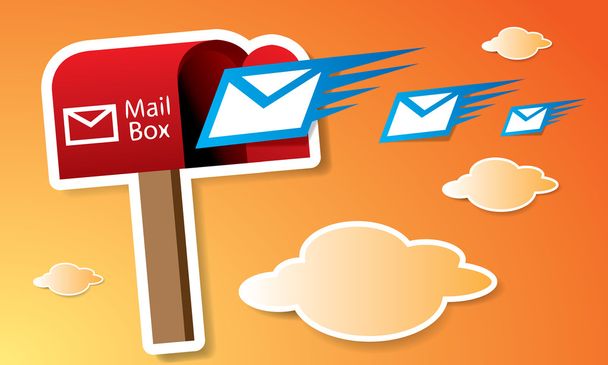 Vector red mailbox with mails - Vector, Image