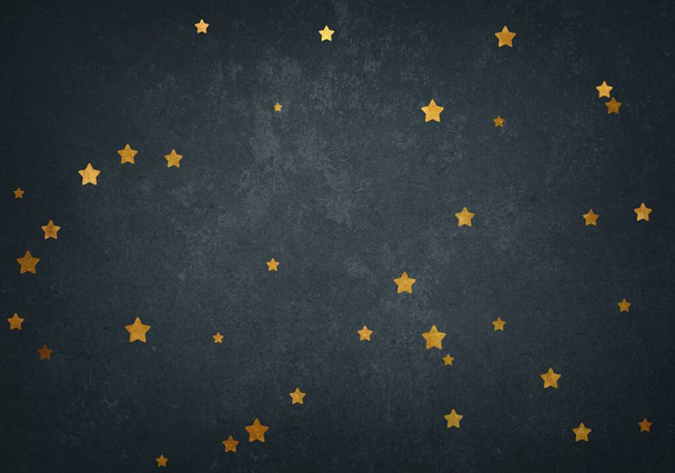confeti estrella al azar sobre fondo oscuro - Foto, Imagen