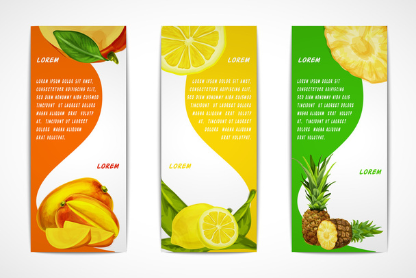 Conjunto de pancartas verticales de frutas tropicales
 - Vector, imagen
