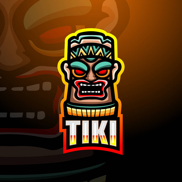 Illustrazione vettoriale di Tiki maschera mascotte esport logo design - Vettoriali, immagini