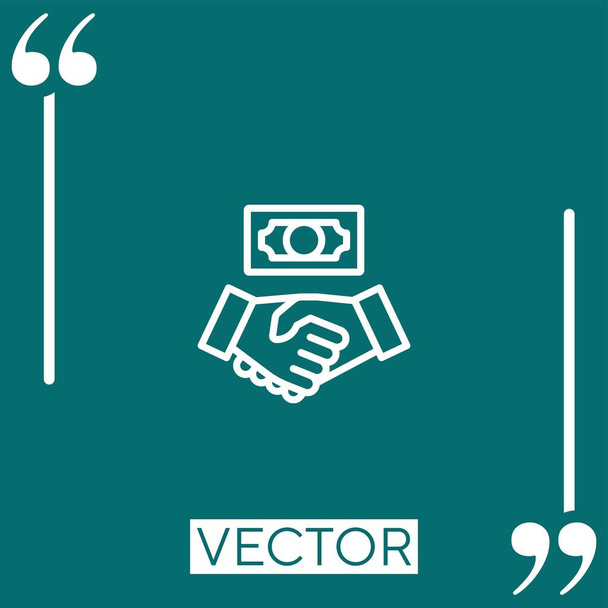 Socio icono vector apretón de manos icono lineal. Línea acariciada editable - Vector, Imagen