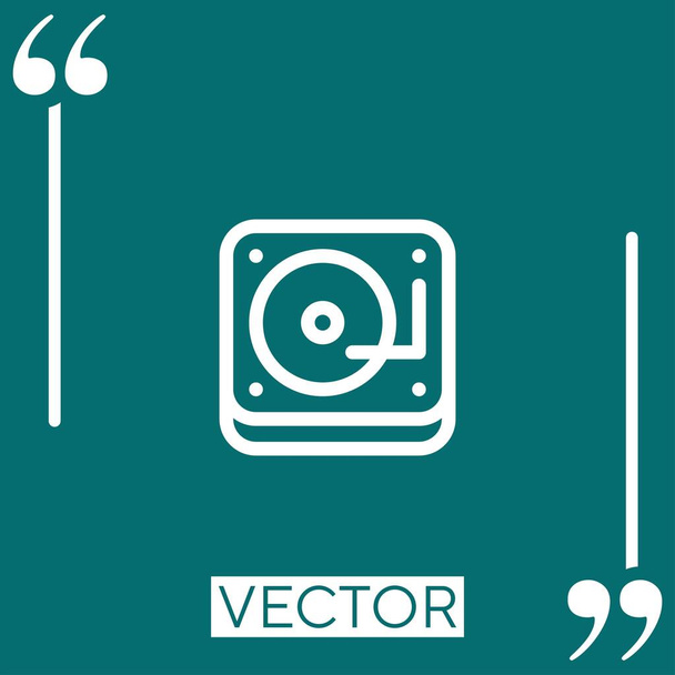 vinyl speler vector icoon Lineair icoon. Aanpasbare streepjeslijn - Vector, afbeelding