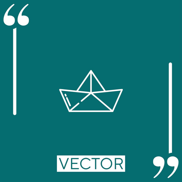 Papierboot-Vektor-Symbol Lineares Symbol. Bearbeitbare Strichlinie - Vektor, Bild